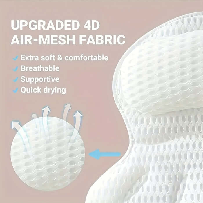 LuxieSpa 4D Luxury Bath Cushion - Breathable Cushion with Neck and Back Support for a Relaxing Bath