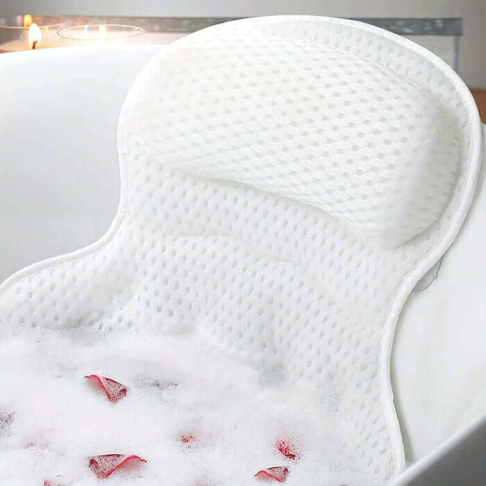 LuxieSpa 4D Luxury Bath Cushion - Breathable Cushion with Neck and Back Support for a Relaxing Bath