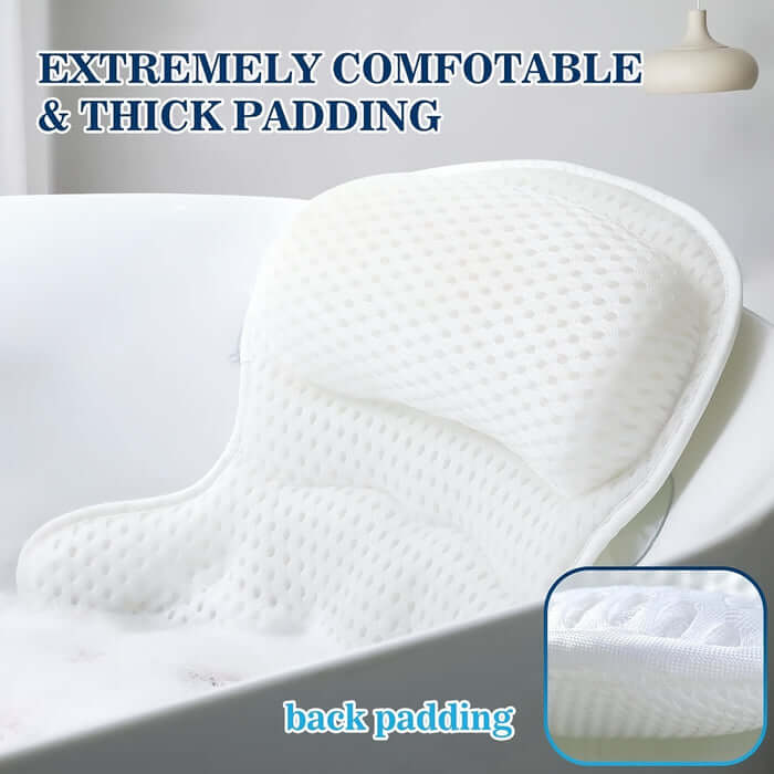 LuxieSpa 4D Luxury Bath Cushion - Breathable Cushion with Neck and Back Support for a Relaxing Bath
