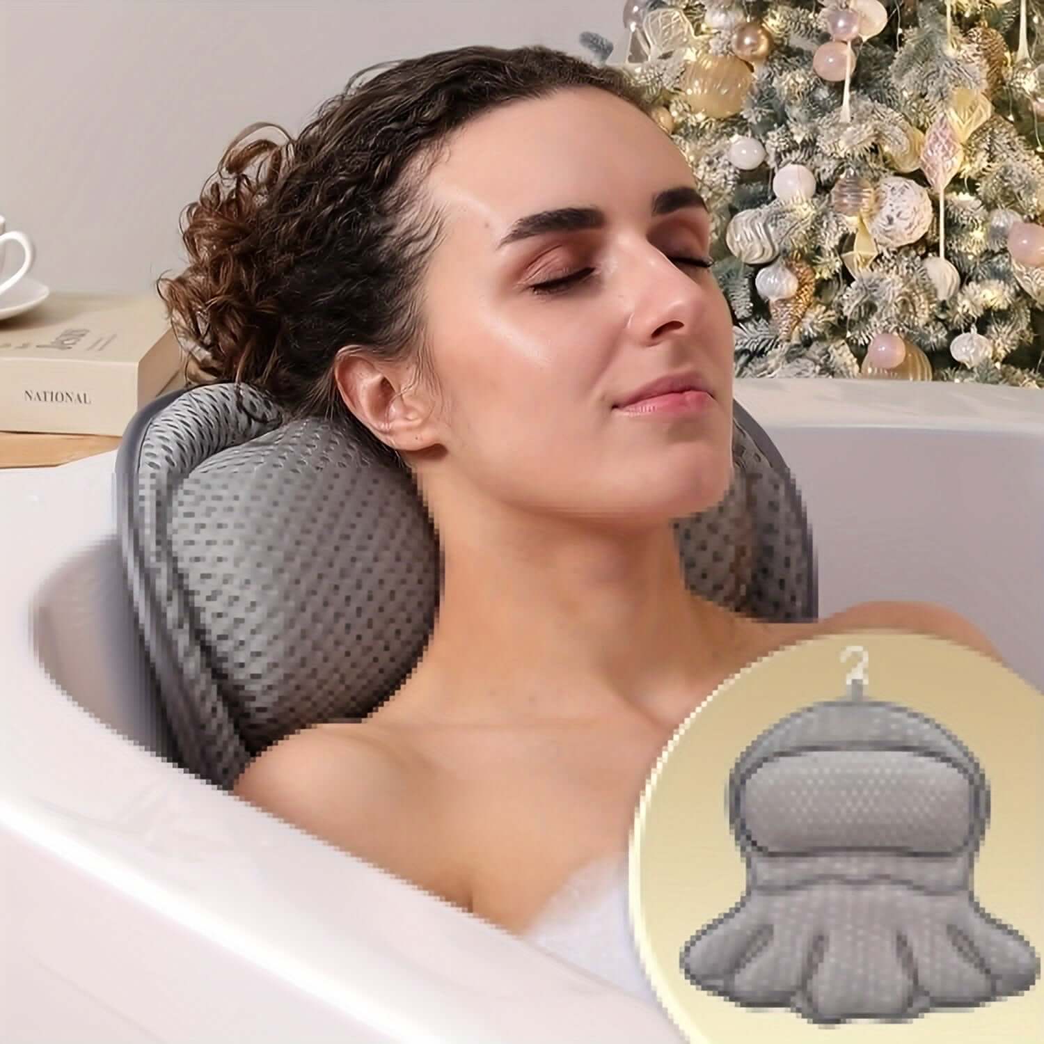 LuxieSpa 4D Luxury Bath Cushion - Breathable Cushion with Neck and Back Support for a Relaxing Bath