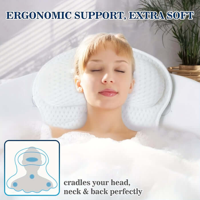 LuxieSpa 4D Luxury Bath Cushion - Breathable Cushion with Neck and Back Support for a Relaxing Bath